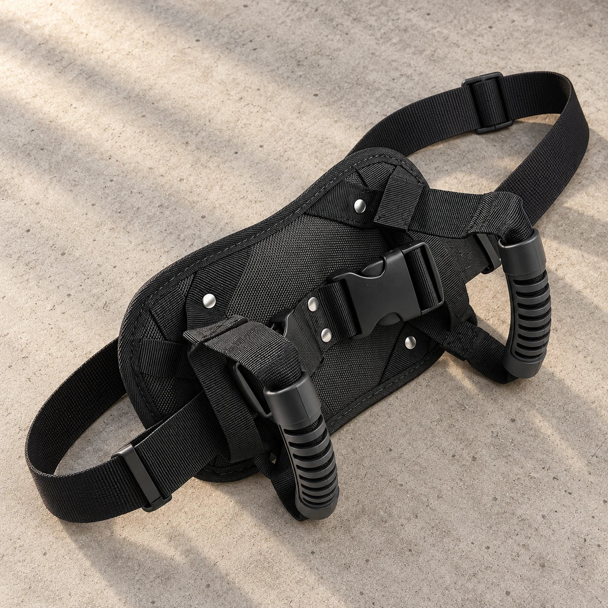 The complete black passenger belt and adjustable waist strap